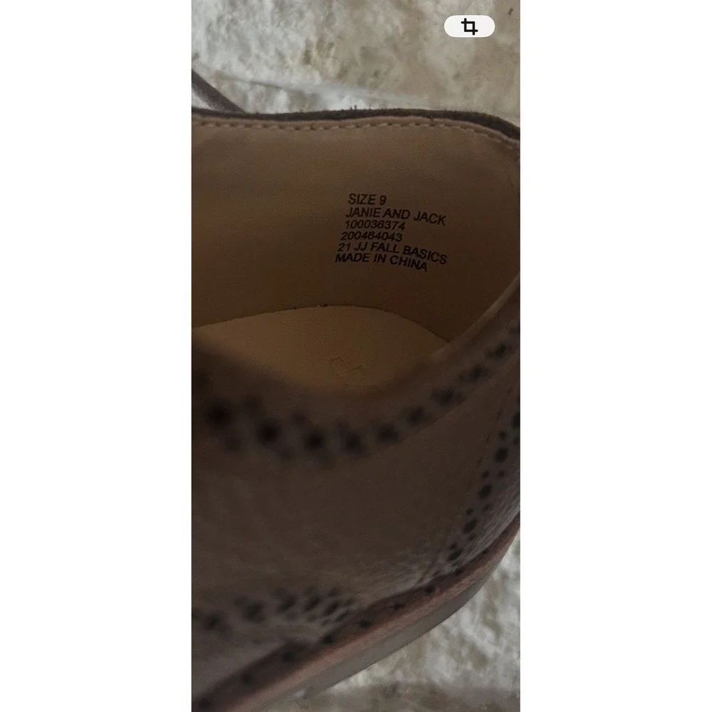 Janie and Jack Boys Size 9 Brown Leather Wingtip Brown Dressy Casual Shoes